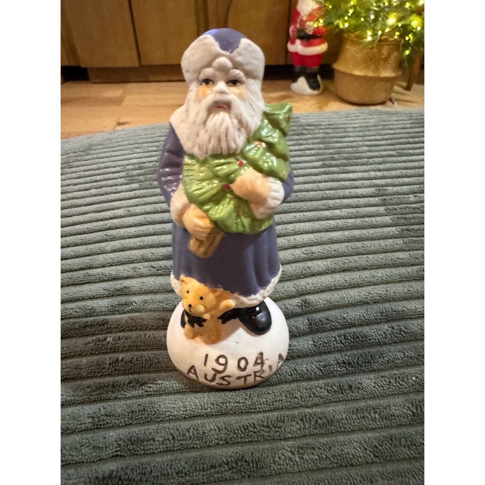 Vintage 1904 Austria Santa Claus Figurine with Tree and Teddy Bear